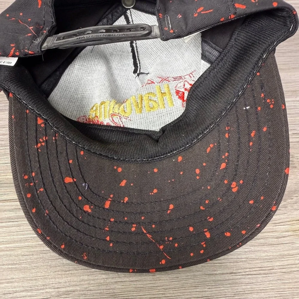 Vintage 1989 Texaco Havoline Racing Snapback Hat Black Paint Splatter‎ USA OSFA